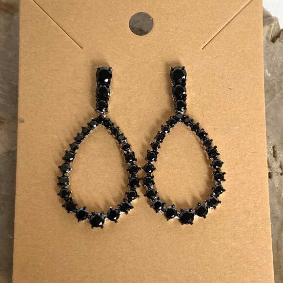 Sterling Silver 925 FZN Faceted Black Tourmaline Teardrop Dangle Drop Earrings - Picture 15 of 16